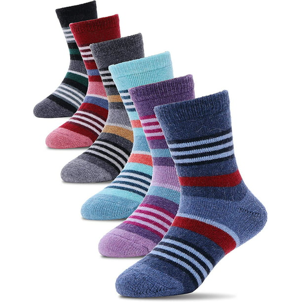 Boys Wool Socks Kids Winter Warm Thermal Crew Socks 6 Pack 